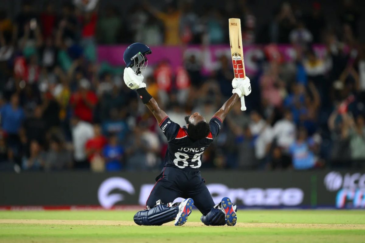 Aaron Jones bludgeoned an unbeaten 94 runs from 40 deliveries as the USA aced the chase after an initial shaky start. Jones also shared a record 131-run third wicket partnership with Andries Gous 