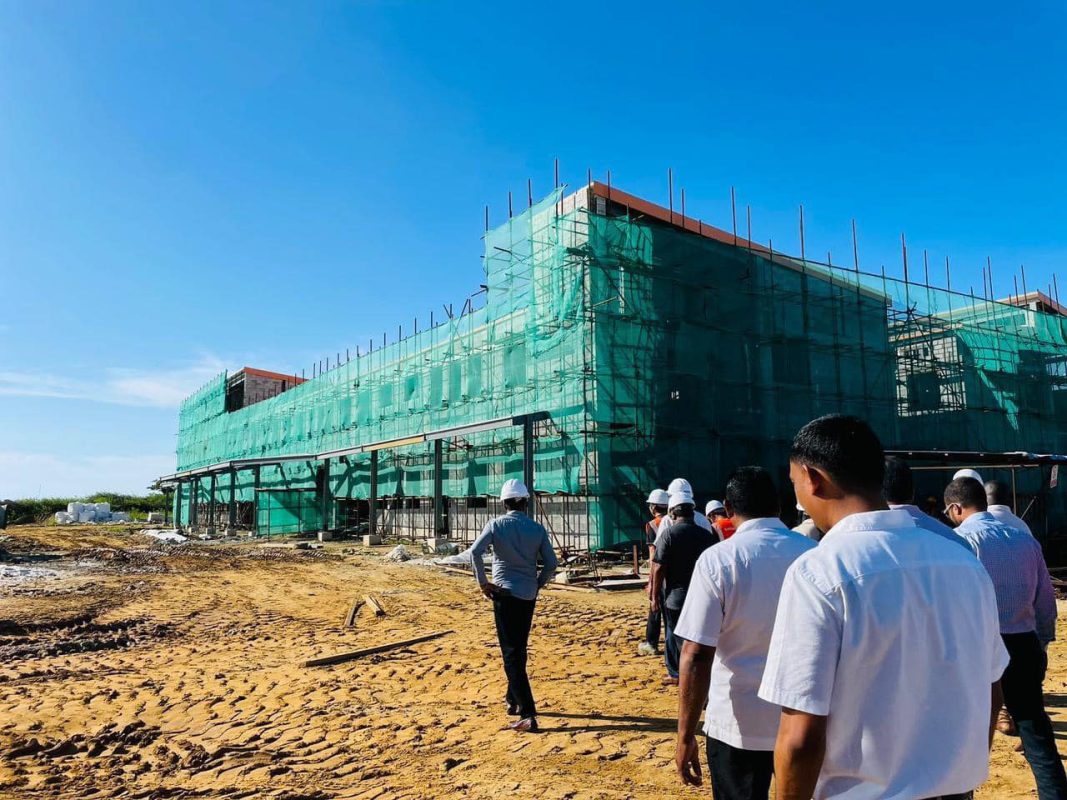 Construction is progressing at the Regional Hospital in Bath, Region Five.
The hospital, which will be a tertiary care centre, is one of six state-of-the-art hospitals that are being constructed by the Government. (Office of the President photo)