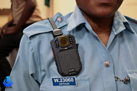 A body camera on a policeman (Police photo)