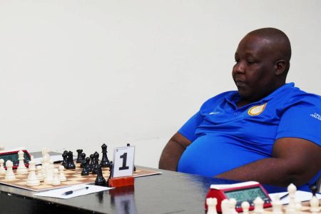 Ronuel Greenidge, a Guyana chess Olympian who played the
interesting Queen’s Indian defence against the 2024 National
Junior Champion Keron Sandiford in the recent National Qualifiers Tournament. The game ended in a draw.
