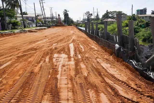 Ongoing works on the Conversation Tree Road project on Tuesday (Department of Public Information photo)
 
