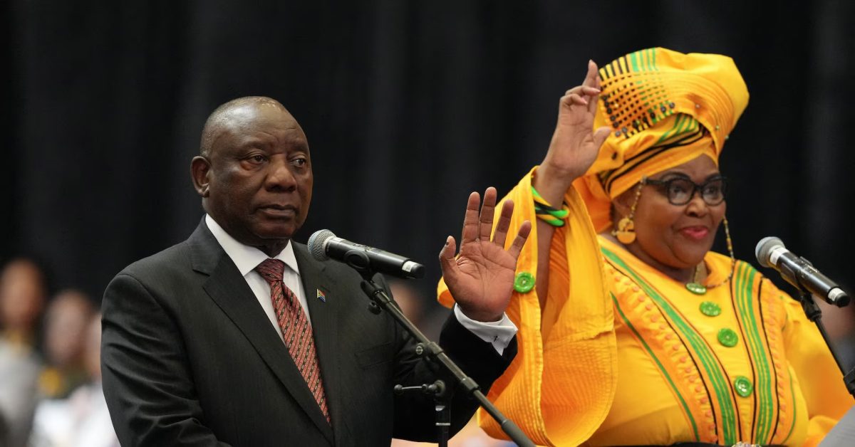 Cyril Ramaphosa taking the oath (Reuters photo)