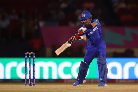 Ramanullah Gurbaz read the conditions
excellently and smashed a 56-ball 80 to lay the foundation for Afghanistan’s historic win over New Zealand in Group C of the ICC T20 World Cup at Providence, Guyana. (Photo: ESPNcricinfo)