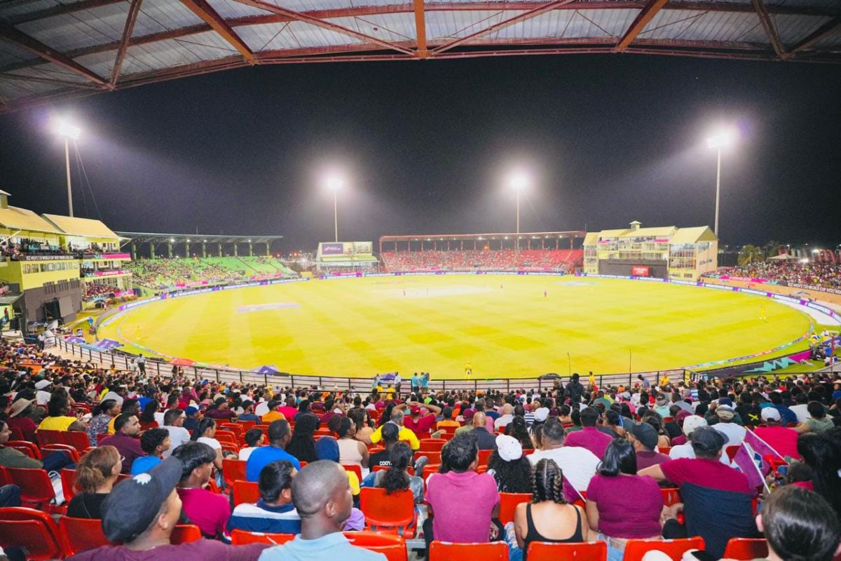 A panoramic view of the National Stadium at Providence last night as the T20 match was in session. (Office of the President photo)