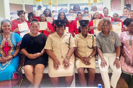 The graduates, instructors and others (Guyana Prison Service photo)