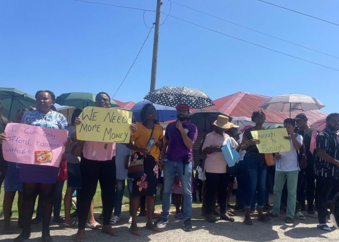 Region Five teachers during the strike (Stabroek News file photo)