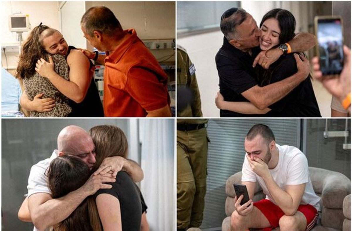 Reuters photo of the hostages reunited with their families