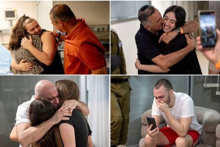 Reuters photo of the hostages reunited with their families