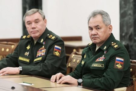 Sergei Shoigu (right), the former Russian defence minister, and leading Russian general Valery Gerasimov