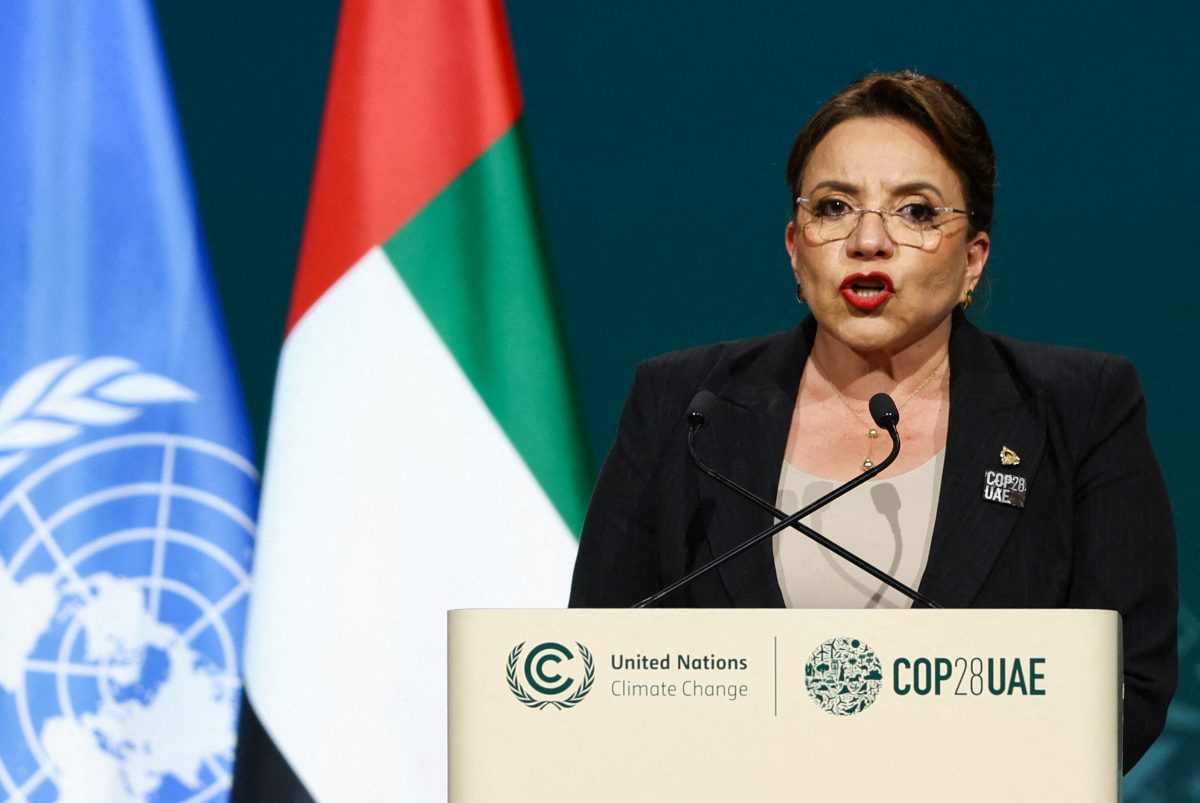 FILE PHOTO: President of Honduras Xiomara Castro delivers a national statement at the World Climate Action Summit during the United Nations Climate Change Conference (COP28) in Dubai, United Arab Emirates, December 1, 2023. REUTERS/Amr Alfiky/File Photo