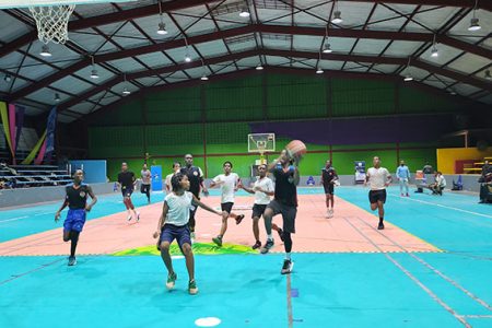 A scene from the U-14 division in the National School Basketball
Festival at the National Gymnasium on Mandela Avenue