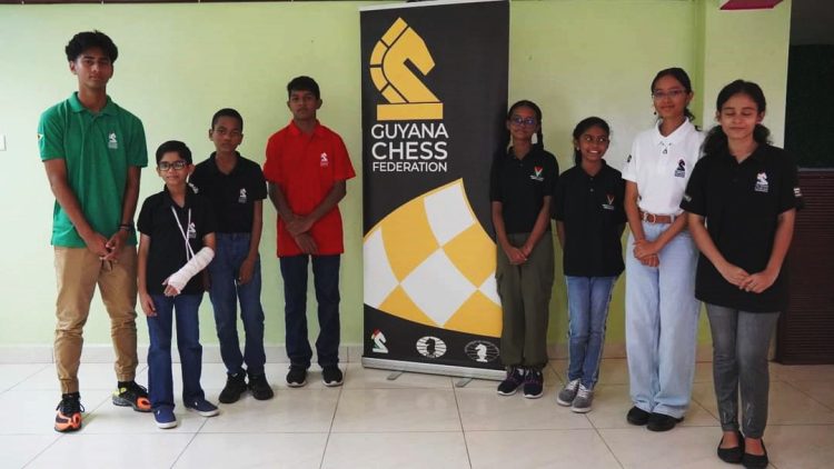 The eight junior chess players who are representing Guyana at the ongoing Youth Pan American Chess Championship being staged at the Rosenwood Shingle Creek Hotel in Orlando, Florida, USA.