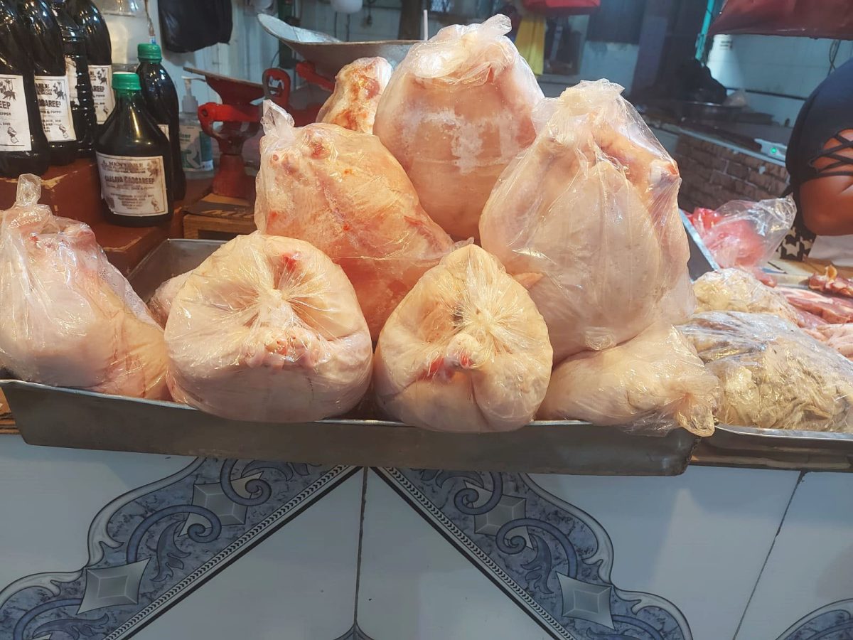 Chicken on sale in the Stabroek Market