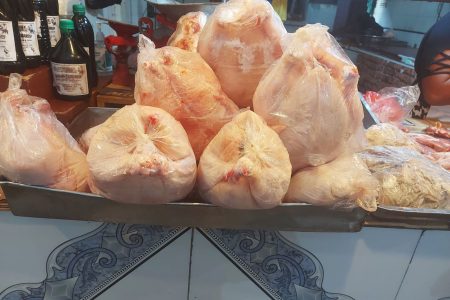 Chicken on sale in the Stabroek Market