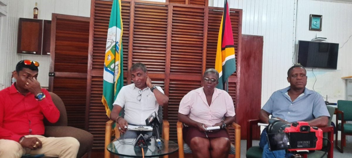 (From left) Solid Waste Director, Walter Narine; Mayor Alfred Mentore; Deputy Mayor Denise Miller; and Chairman of the Finance Committee, Lelon Saul