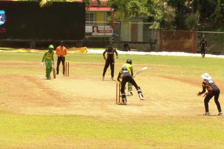 Bamboozled! Stephen Pascal is stumped off the bowling of Mavendra Dindyal for 58