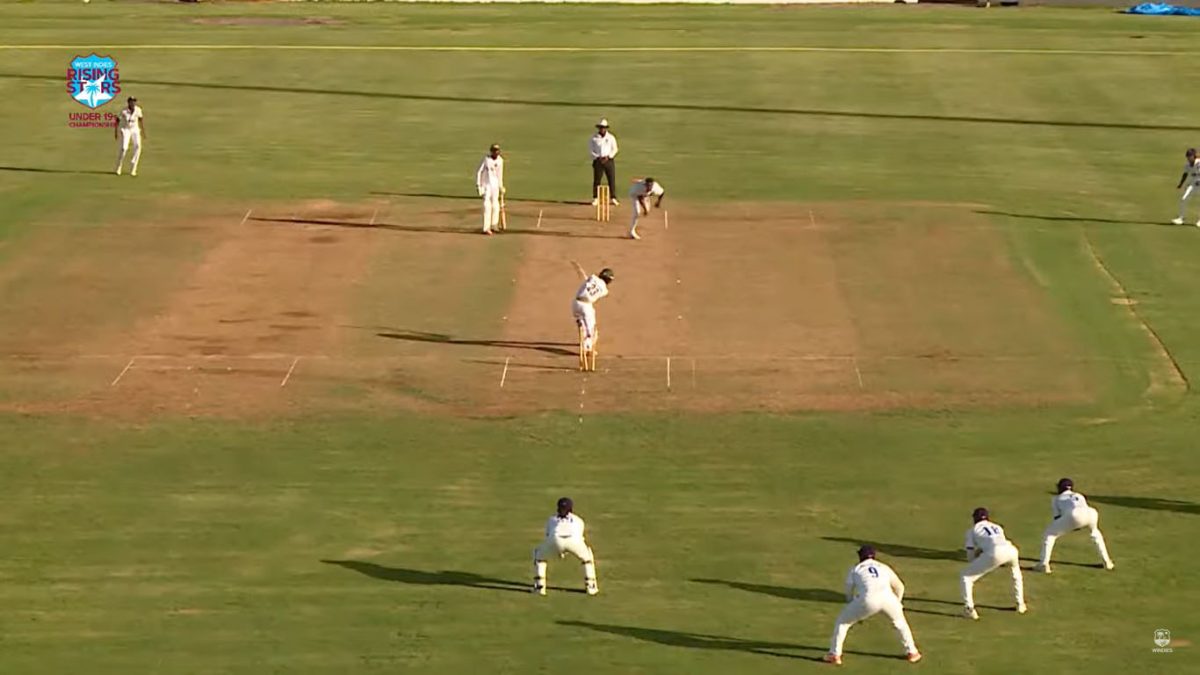 Guyana’s Sachin Balgobin is bowled for four by Raneico Smith