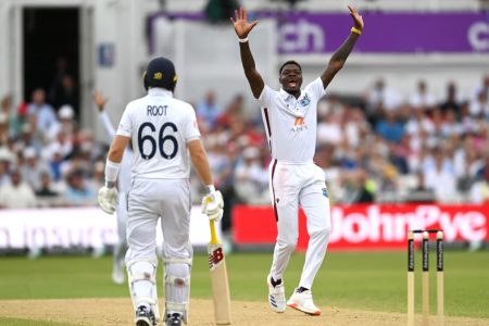 Alzarri Joseph dismissed Ben Duckett via LBW for 76     