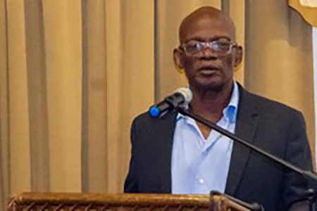 UG Deputy Vice-Chancellor, Dr Emanuel Cummings, speaking at the launching of the Bachelor of Science Degree in Respiratory Care at Herdmanston Lodge