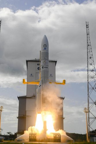 Europe's Ariane 6 rocket takes off, in Kourou, French Guiana, July 9, 2024. European Space Agency (ESA)/Handout via REUTERS