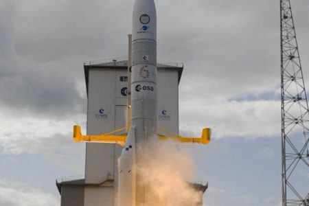 Europe's Ariane 6 rocket takes off, in Kourou, French Guiana, July 9, 2024. European Space Agency (ESA)/Handout via REUTERS