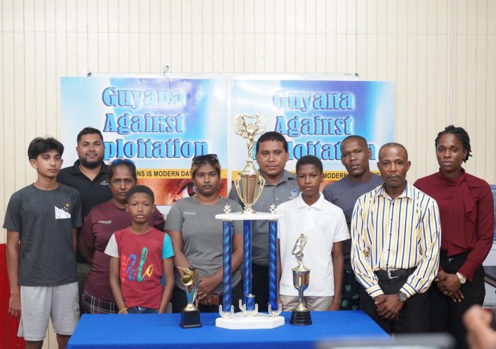 Members of the launch party, inclusive of tournament officials and representatives of the competing teams for the ‘592TIP Ball’ Championship
