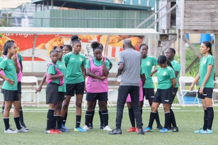 Technical Development Officer Lyndon France makes a point to the players during the assessment exercise