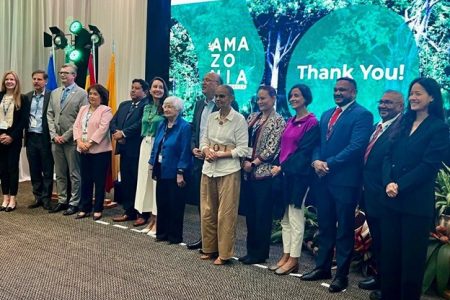 Minister Vickram Bharrat (third from right) and fellow ministers from various Amazonian nations attending the summit (Photo from Ministry of Natural Resources Facebook page)
