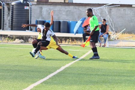 Action between the Golden Jaguars and Point Fortuin in the GFF Boy’s U-16 Youth Academy Cup