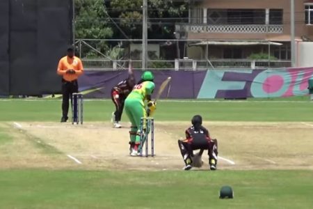 Action between the Windward Islands and Guyana. The former won by two wickets, but Guyana, nevertheless, by virtue of having won four games, has secured a spot in the final.