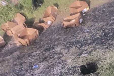 The chicken boxes that were found at Enmore seawall on Sunday morning 