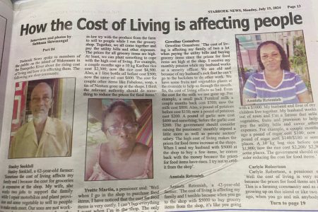 An image of one of the cost of living features in Stabroek News 