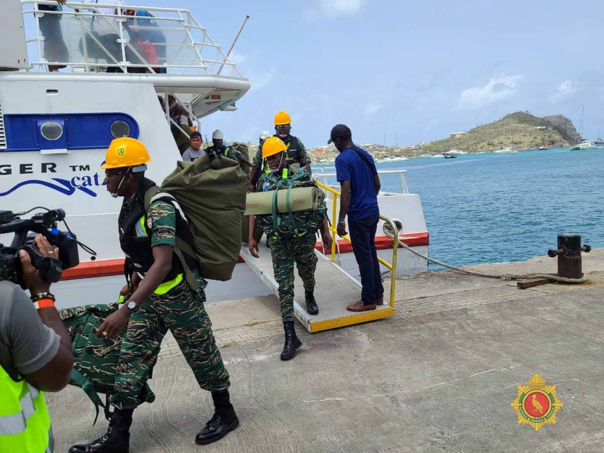 GDF troops arriving on Carriacou (GDF photo)
