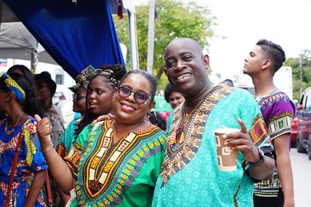 The Ministry of Education held its annual Pre-Emancipation Cultural programme yesterday on Brickdam. These persons were clearly enjoying the lime. (Ministry of Education photo)
