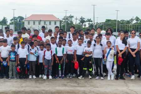 The coaches, GCC President and some of the participants posed for a group photo ahead of the start of the two-week camp.