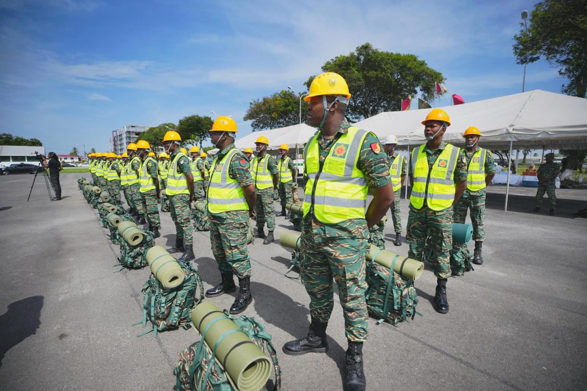 The ranks at Camp Ayanganna (President Irfaan Ali’s Facebook page)