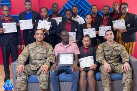  To improve interoperability and strengthen the relationship with the Guyana Police Force, the U.S Embassy Cross Functional team facilitated a technical exchange on the fundamentals of influence and face-to-face engagements, according to a statement from the US Embassy. Participants received training in topics like effective communication, influence patterns and types, audience segmentation and strategic planning. (US Embassy photo)