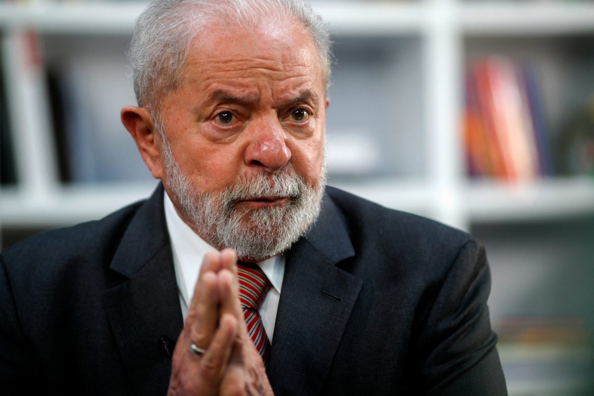 FILE PHOTO: Former Brazilian President Luiz Inacio Lula da Silva gestures during an interview with Reuters in Sao Paulo, Brazil December 17, 2021.  REUTERS/Amanda Perobelli/File Photo