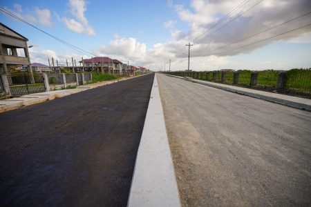 President Irfaan Ali yesterday inspected the ongoing upgrades to “Red Road” and “Dumpsite Road”, which are both being converted to four-lane highways on the East Bank of Demerara.
The President also inspected the other four-lane upgrades in the area, according to a statement from the Office of the President.   This Office of the President photo shows one of the roads inspected.