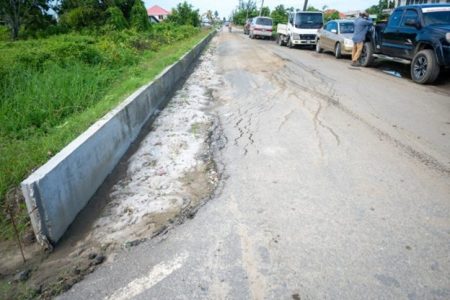 The reinforced retainer wall on the De Hoop Main Access Road (DPI photo)