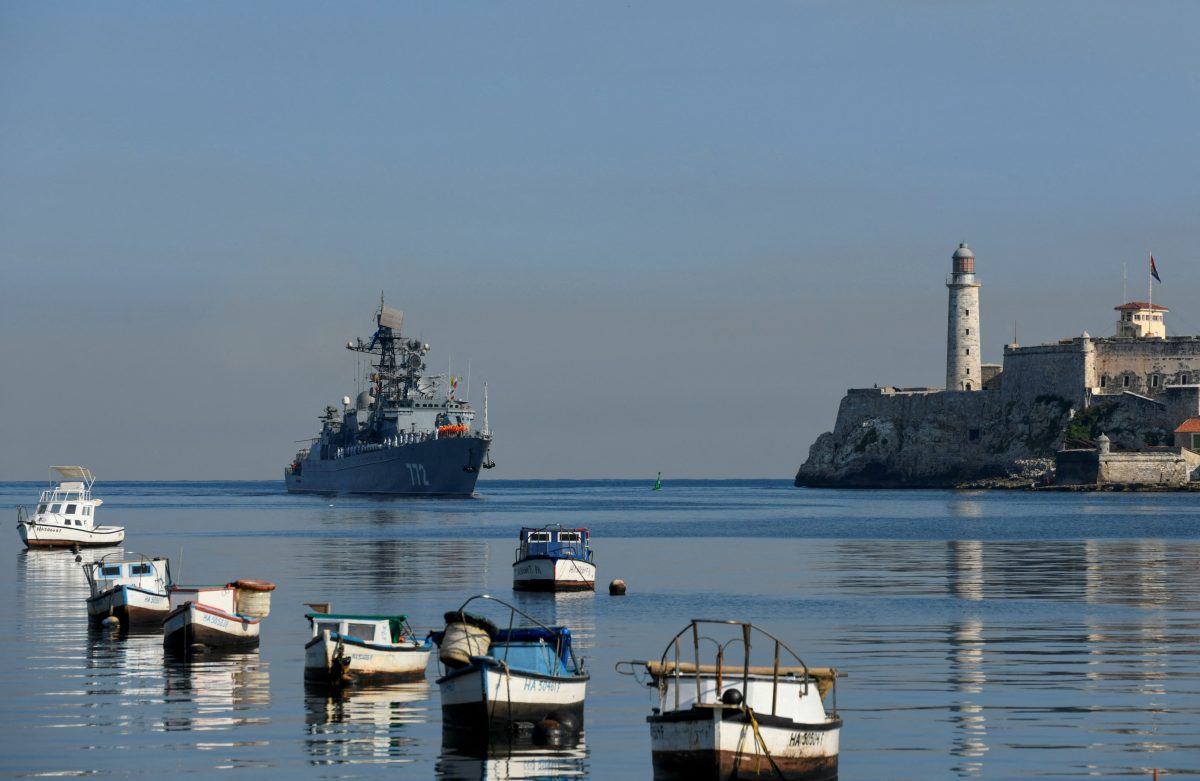 A ship from Russia’s Baltic Fleet enters Havana’s bay, in Havana, Cuba July 27, 2024. REUTERS/Norlys Perez