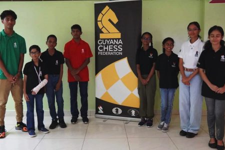 The players of Team Guyana who are competing at the Pan American Youth Chess Championships at the Rosen Shingle Creek Hotel in Orlando, Florida, USA.