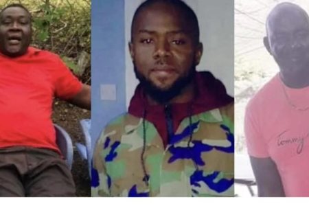 SLAIN: from left Anslem Douglas, Samuel McKain and Gregory Hamlet