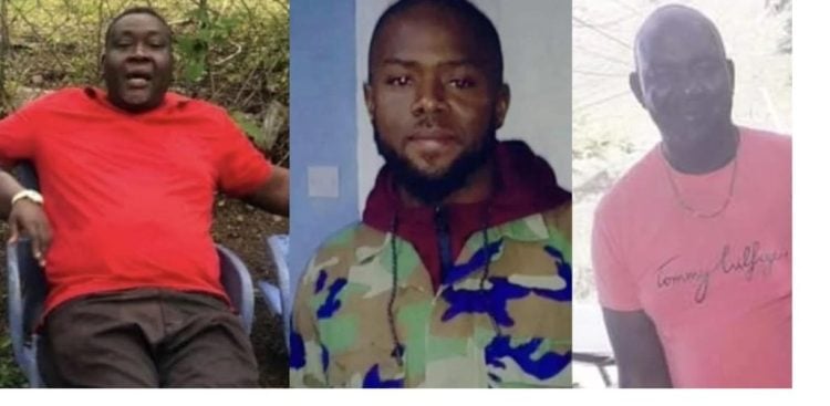 SLAIN: from left Anslem Douglas, Samuel McKain and Gregory Hamlet