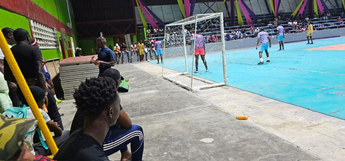 Part of the action in the ‘Bend it Like
Beckham’ Futsal Championship