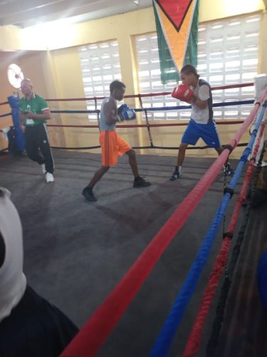 Part of the training session for team Guyana ahead of start of the Caribbean Schoolboys Boxing Championship on Friday