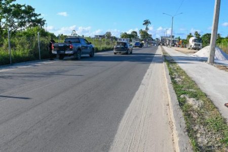 Cemetery Road in its final stage of completion as traffic traverses the thoroughfare (DPI photo)