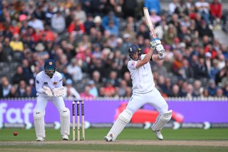 England’s Jamie Smith scores through the off-side during his gritty innings of 111, which put the hosts in control. (ESPN Cricinfo Photo)