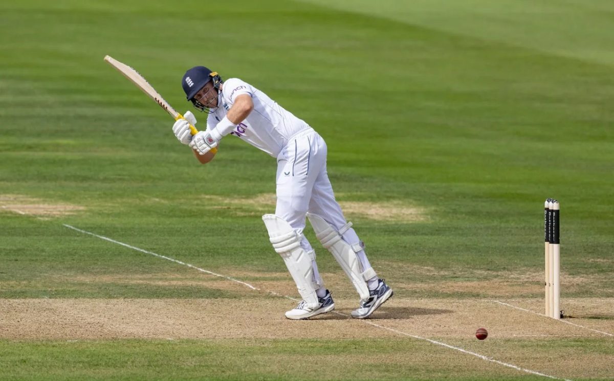 Joe Root of England scores through the leg-side en route to his 143.
