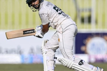 Saud Shakeel held together the Pakistani innings in
partnership with Saim Ayub with an unbeaten 57